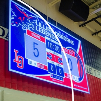 Indoor stadium LED video scoreboard